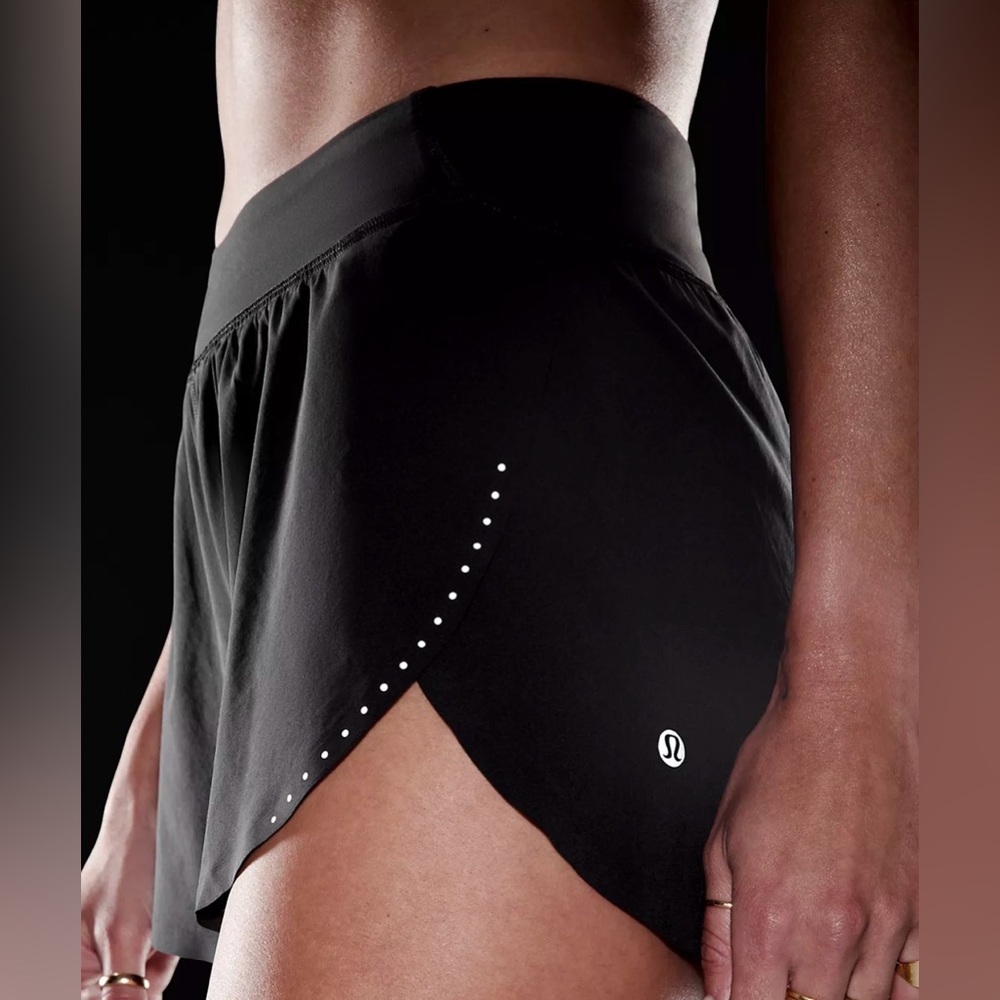lululemon athletica Black Athletic Split-Hem Running Shorts 2” fast and free